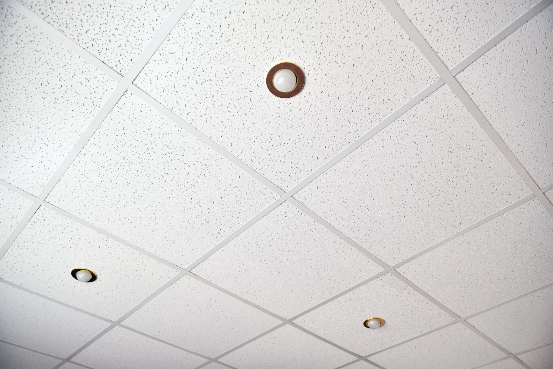 Decorative office ceiling. Suspended ceiling design.